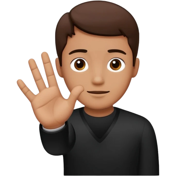 Un homme habillé en noir qui fait le signe 4 avec ça main  emoji