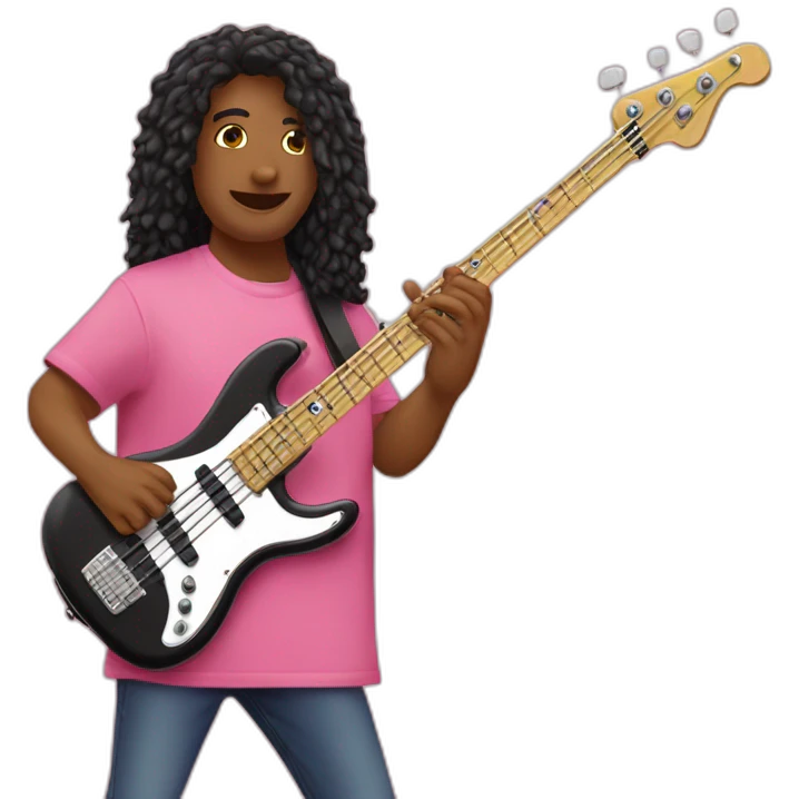 bruned-long-bassguitar-player-pink-tshirt-pink emoji
