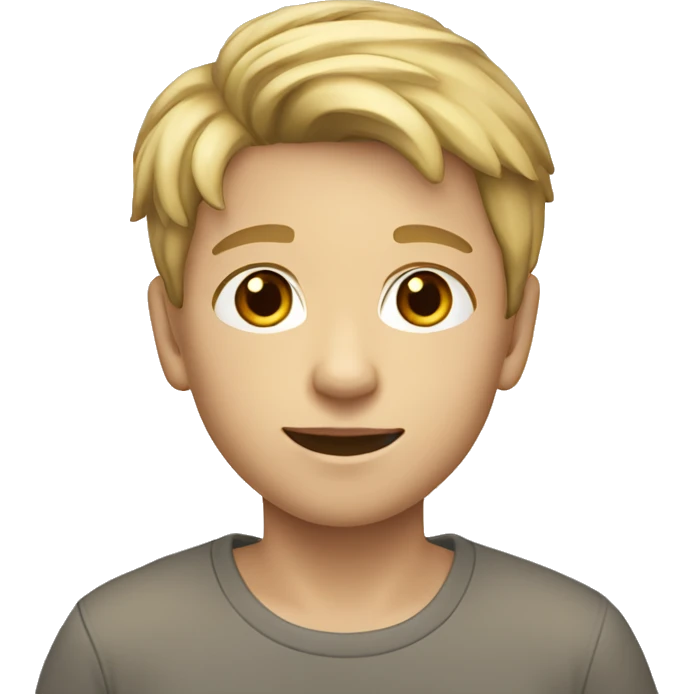 A 10 year old english boy with blond hair brown eyes and light skin emoji