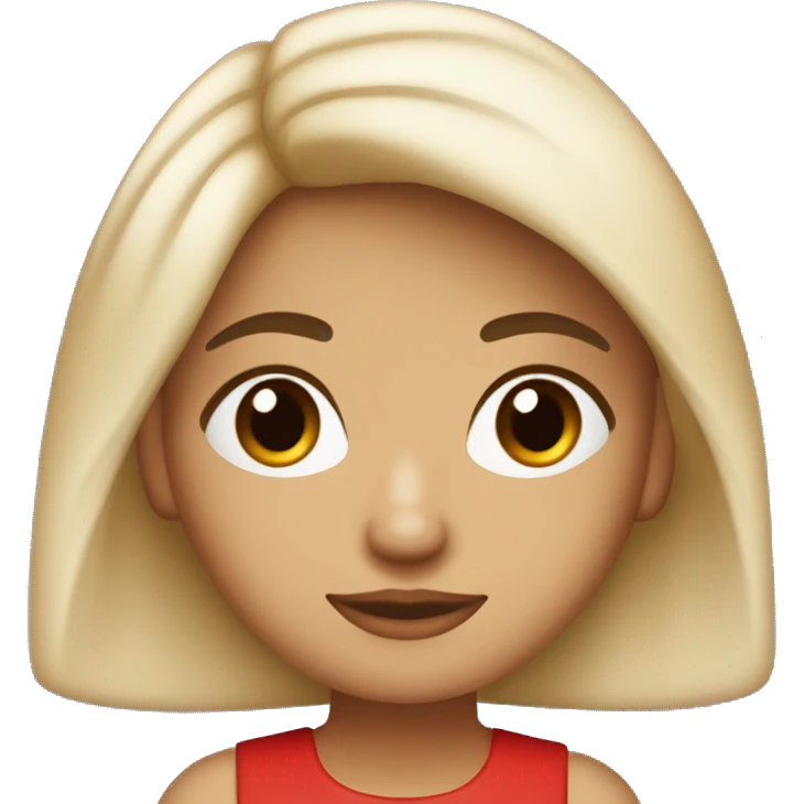 chica blanca con cabello semi rojo con y castaño claro con ojos cafe fuerte y labios semi rojizos  emoji