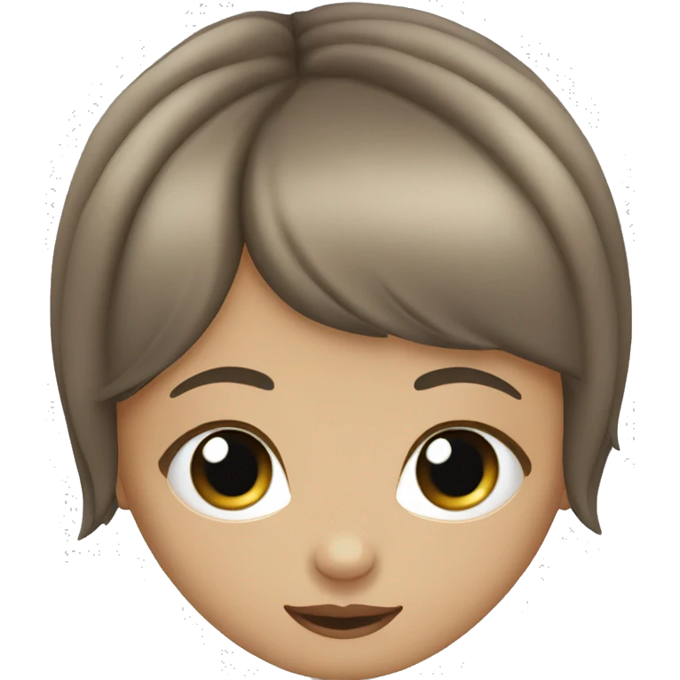 White skin brown short hair with bangs girl emoji