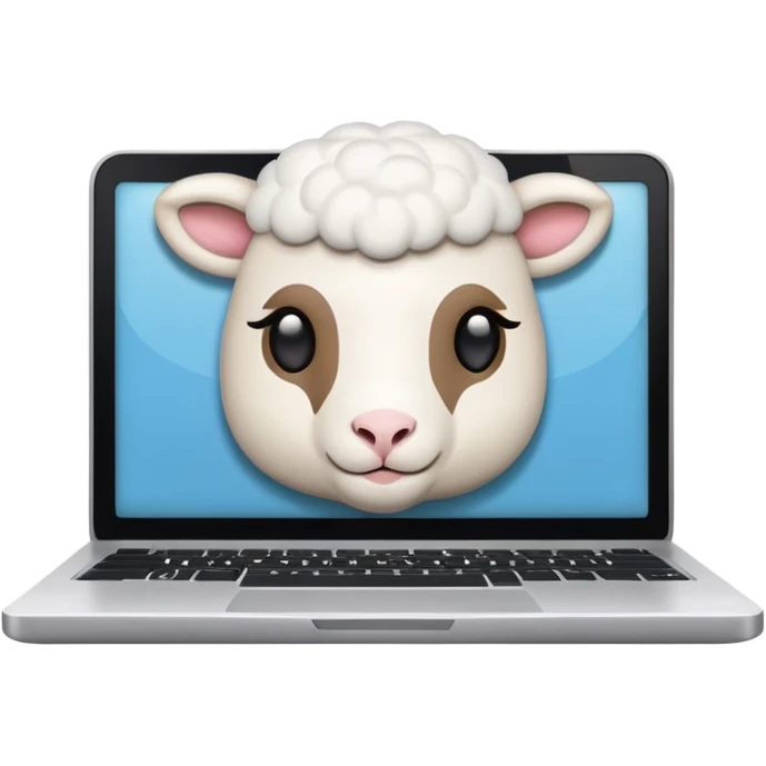 a closed laptop with a lamb logo emoji