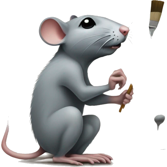 rat artist painting a mural on wall emoji