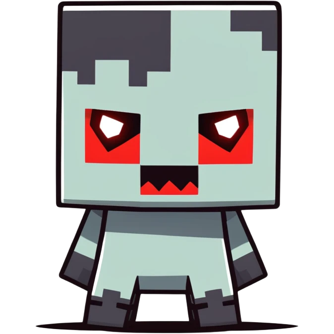 funny cartoonish slightly cute Minecraft ravager looking sideways with faded red eyes, accurate to the game emoji