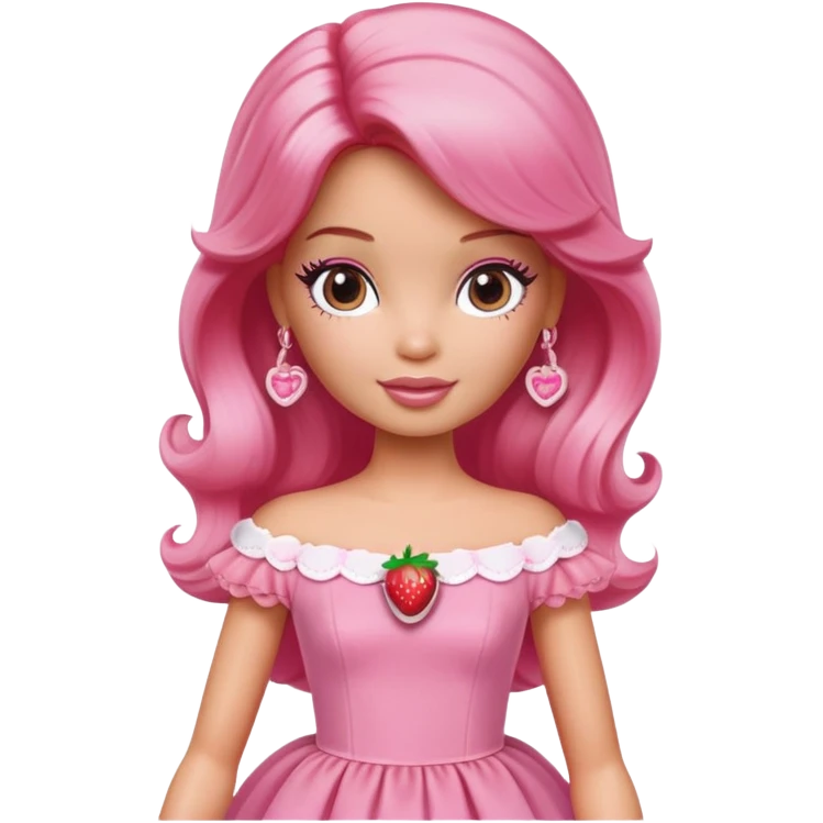strawberry shortcake barbie but pink emoji