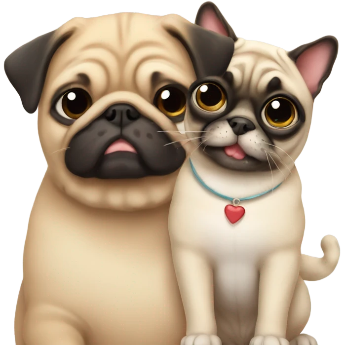 Kitty with a pug emoji