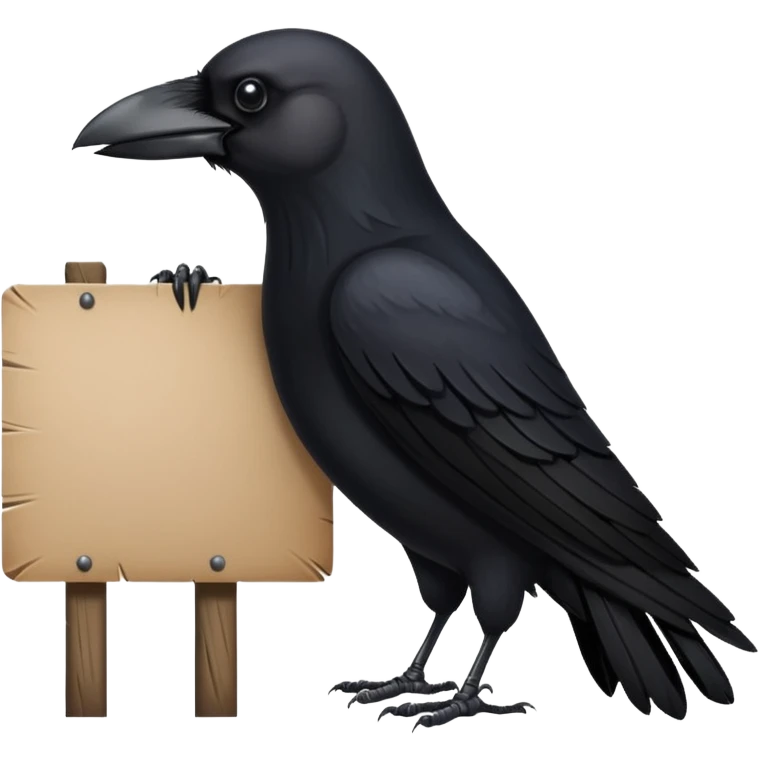 Crow holding a large blank sign emoji