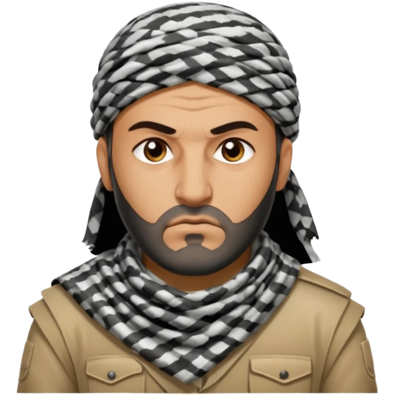 an angry Iraqi, in profile, chest-high emoji