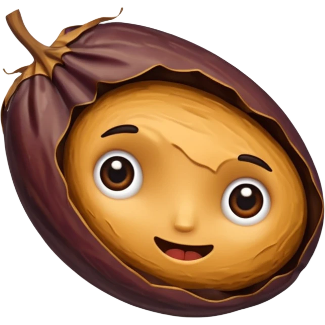 cute (dried) date fruit sticker. Drie dates have dark brown color are oblong, kind of crumpled like prunes. no stem. By cure i mean it may be cartoonified, may include face features. emoji