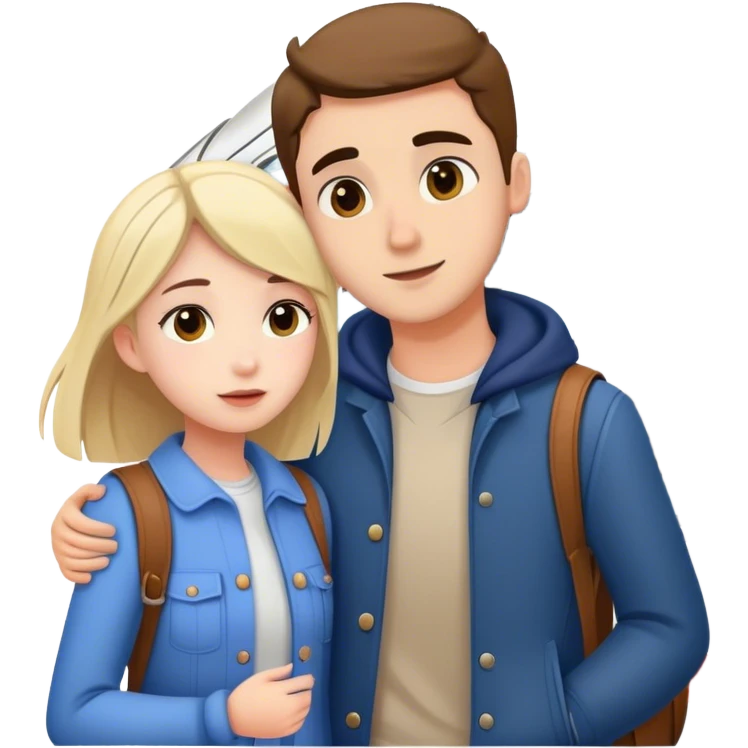 Girl says goodbye to boyfriend who is travelling by train emoji