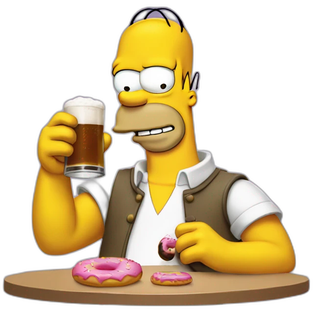 Homer Simpson drinking a beer donuts emoji