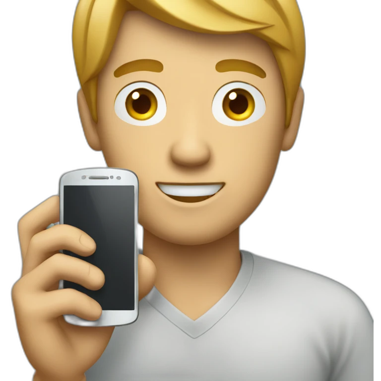 A man talks into a mobile phone emoji