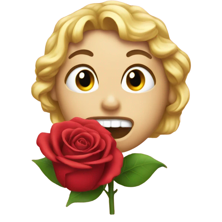 emoji with a rose in its mouth emoji