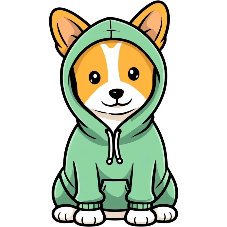 Dog wearing hoodie emoji