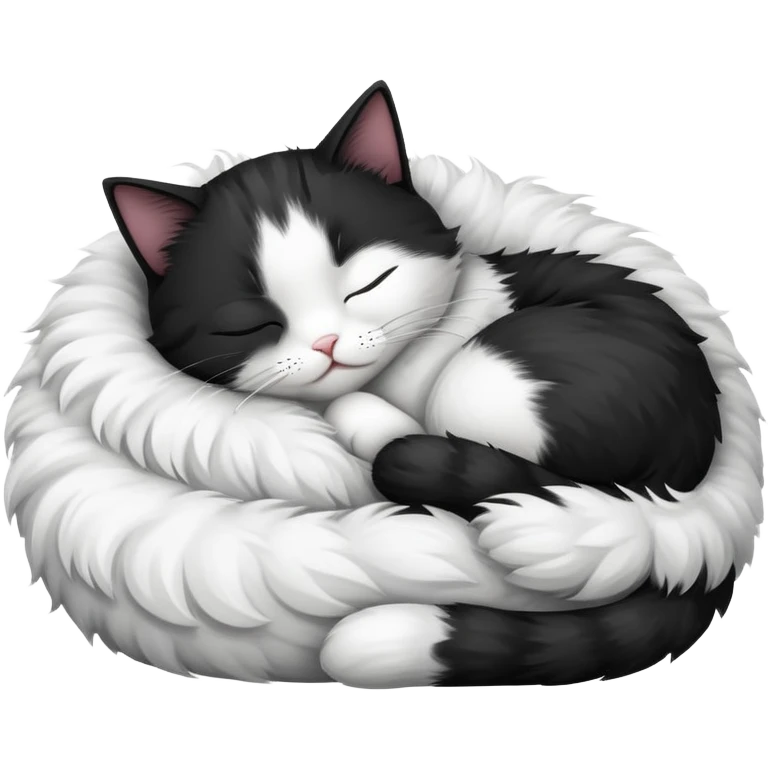 Sleeping black and white cat with zzz emoji