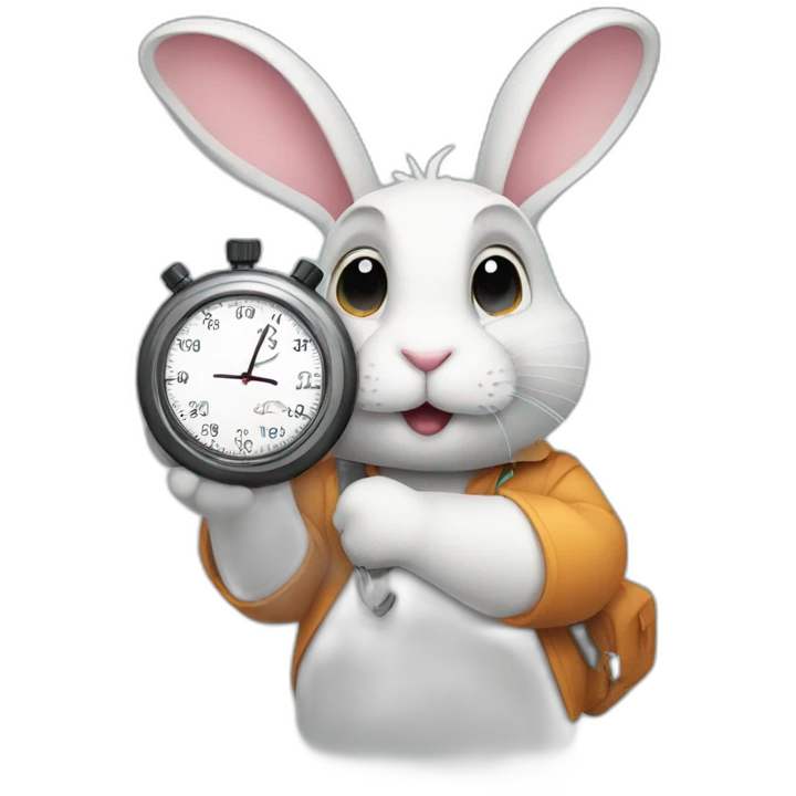 rabbit holding a stopwatch emoji