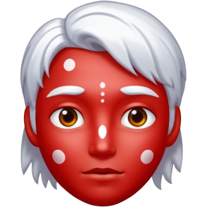 Red shiny guy with sus spots and white shiny hair emoji