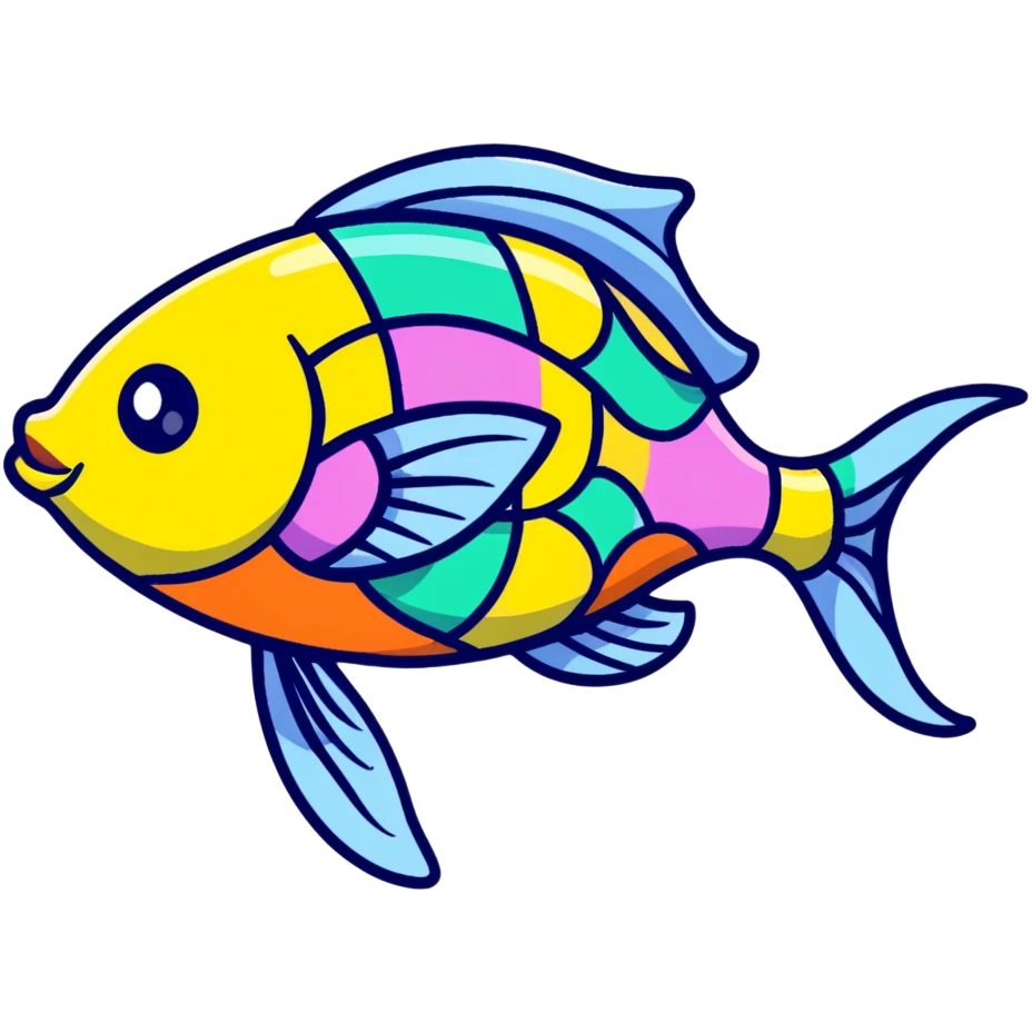 A fish decorated like an Easter egg with colorful patterns emoji