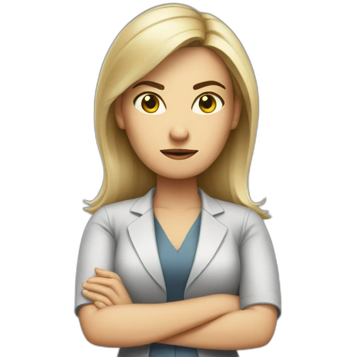 White Woman HR-manager crossed arms angry emoji