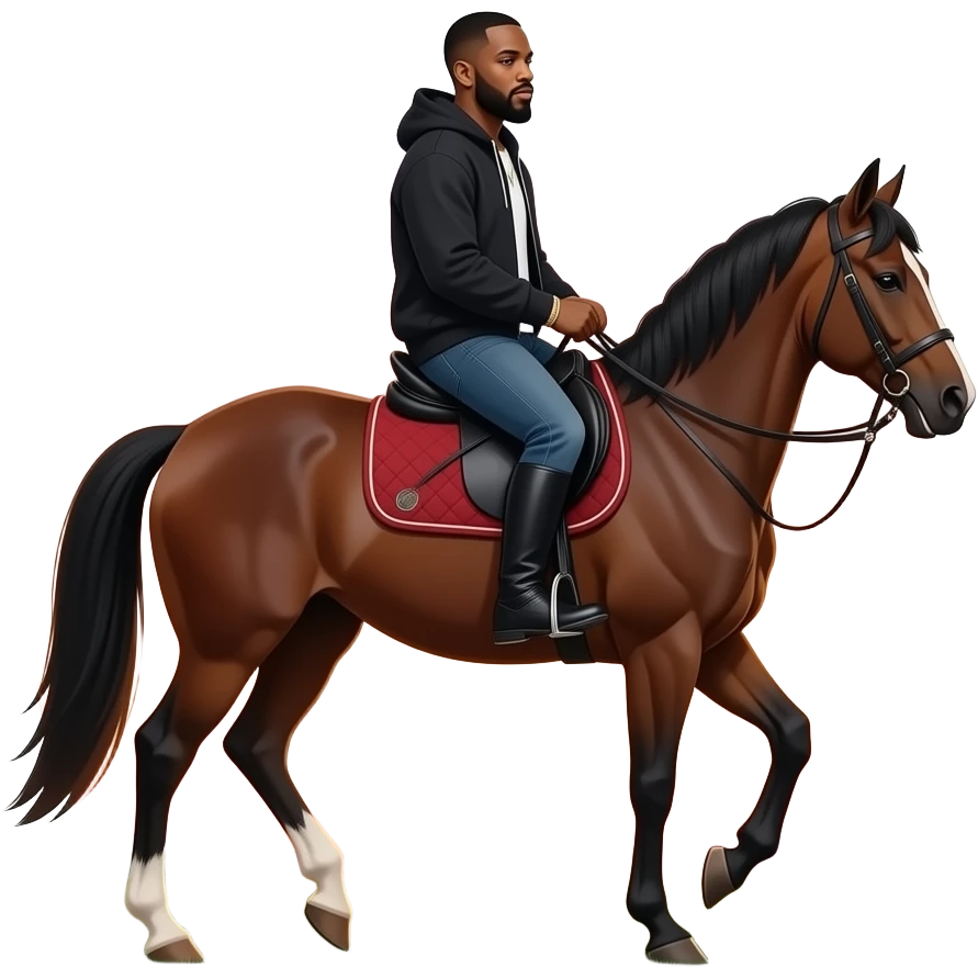 Kanye riding a horse to the sunset emoji