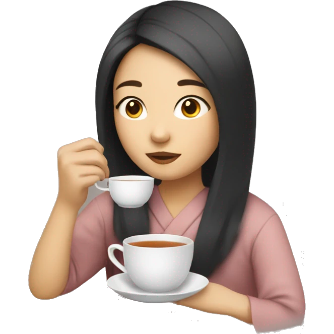 asian Girl sipping tea emoji