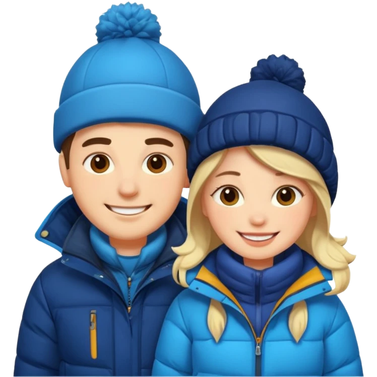 full-length cozy couple in winter jackets emoji