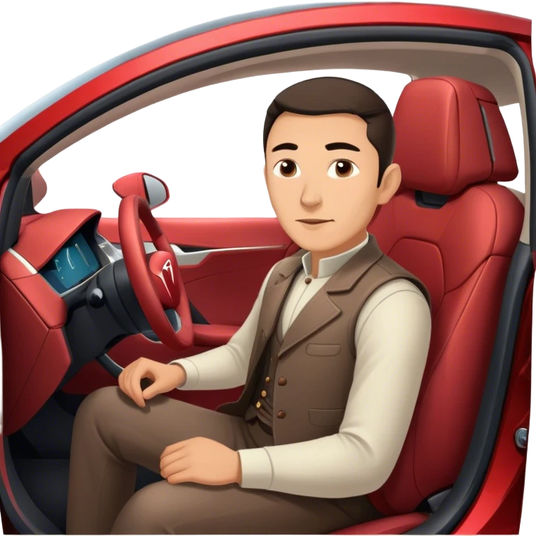 Tatar man sitting in Tesla. emoji