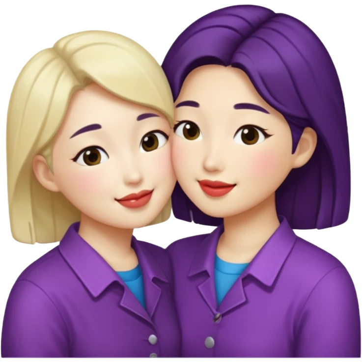 Korean lesbians, kissing emoji