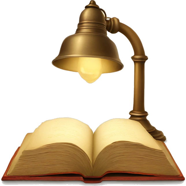 vintage lamp with open book emoji