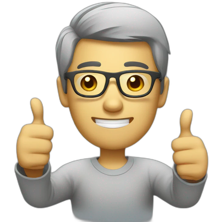 Chinese guy wear glasses grey hsirtwo thumb up emoji