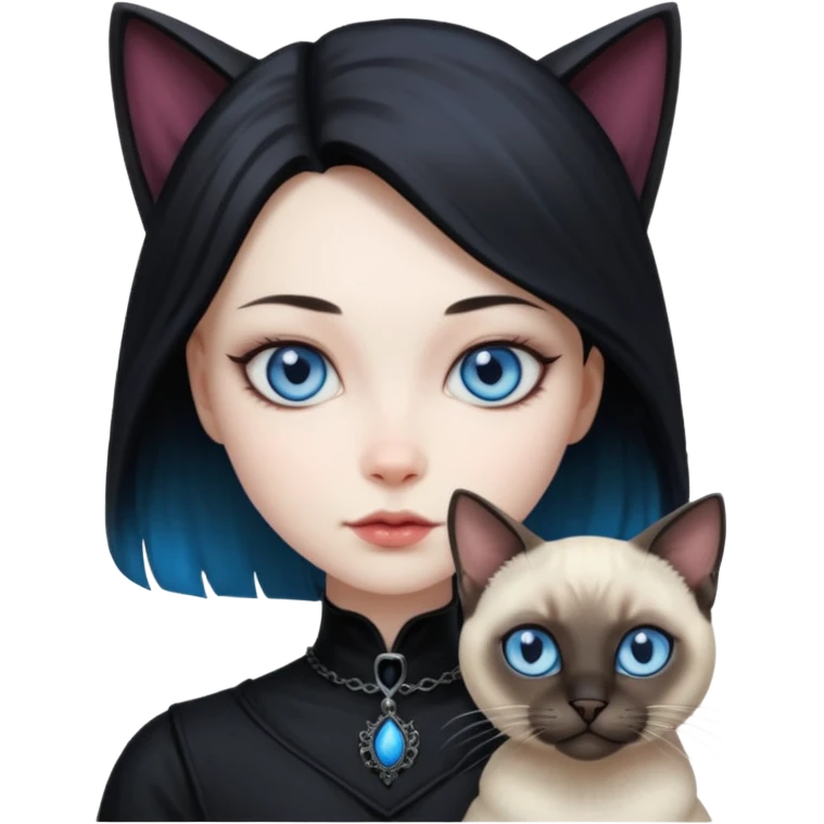 Gothic girl with siame cat emoji