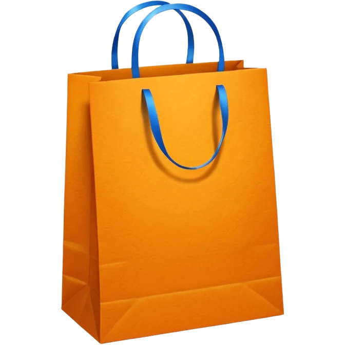 orange gift bag with blue handles emoji