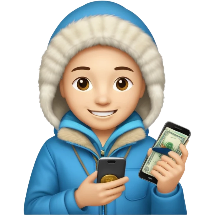 Eskimo with money and tech emoji