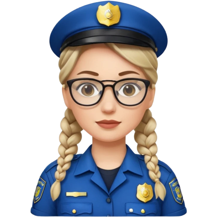 white woman, braided hair, wear police's uniform and glasses emoji