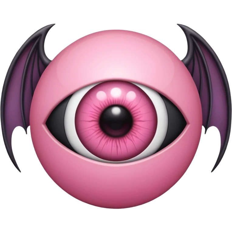 Pink eyeball with bat wings emoji