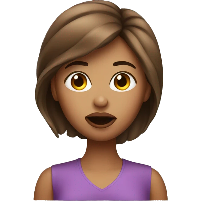 Woman blowing a kiss, brown hair. Light skin  emoji