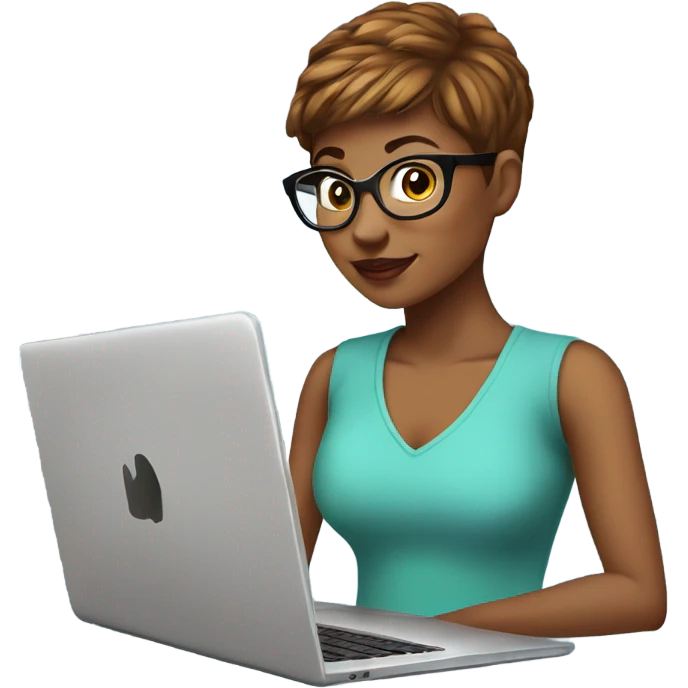 Graphic Designer woman pixie cut with laptop  emoji
