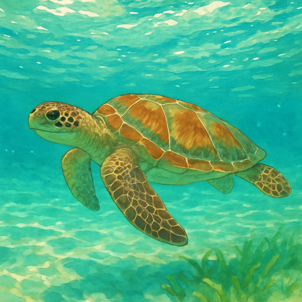 sea turtle in beautiful clear turquoise caribbean sea underwater emoji