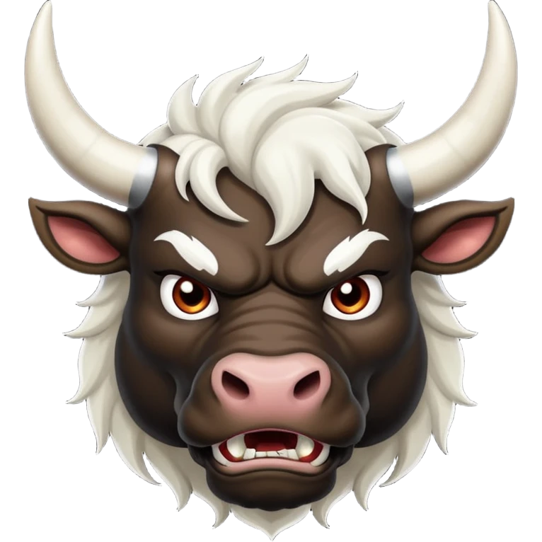 black angry powerful with white horns bull emoji emoji
