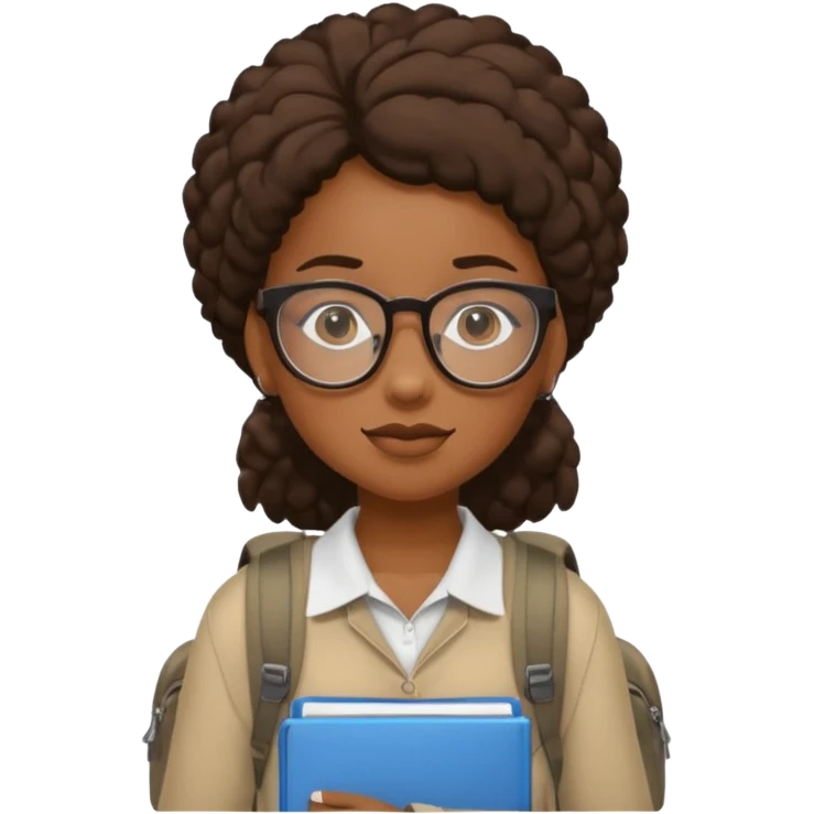 student black girl wearing glasses with backpack emoji