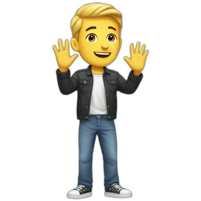 Gay man waving goodbye emoji