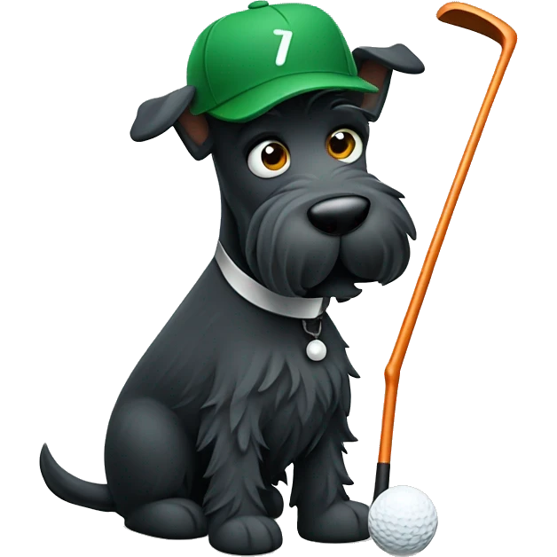 Scottish terrier dog cartoon holding golf putter emoji