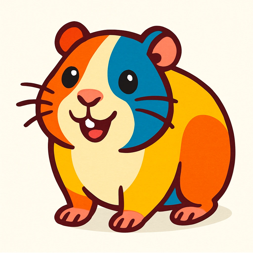 happy and cute guinea pig, colorful and friendly illustration style, white background emoji