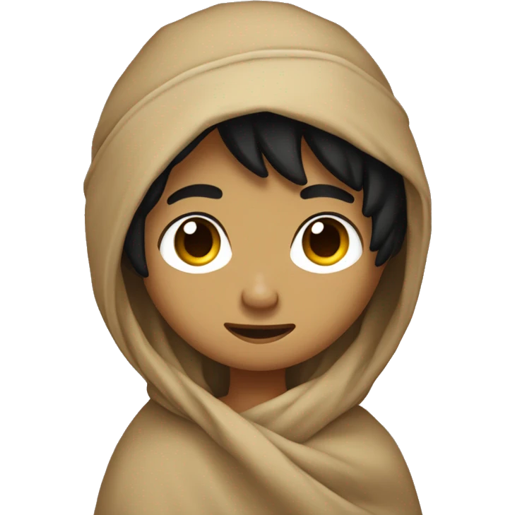 Boy with black hair side part tan hot wrapped around a cozy blanket emoji