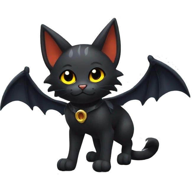 Litten-Nargacuga-Cat with black bat-wing-ears full body emoji