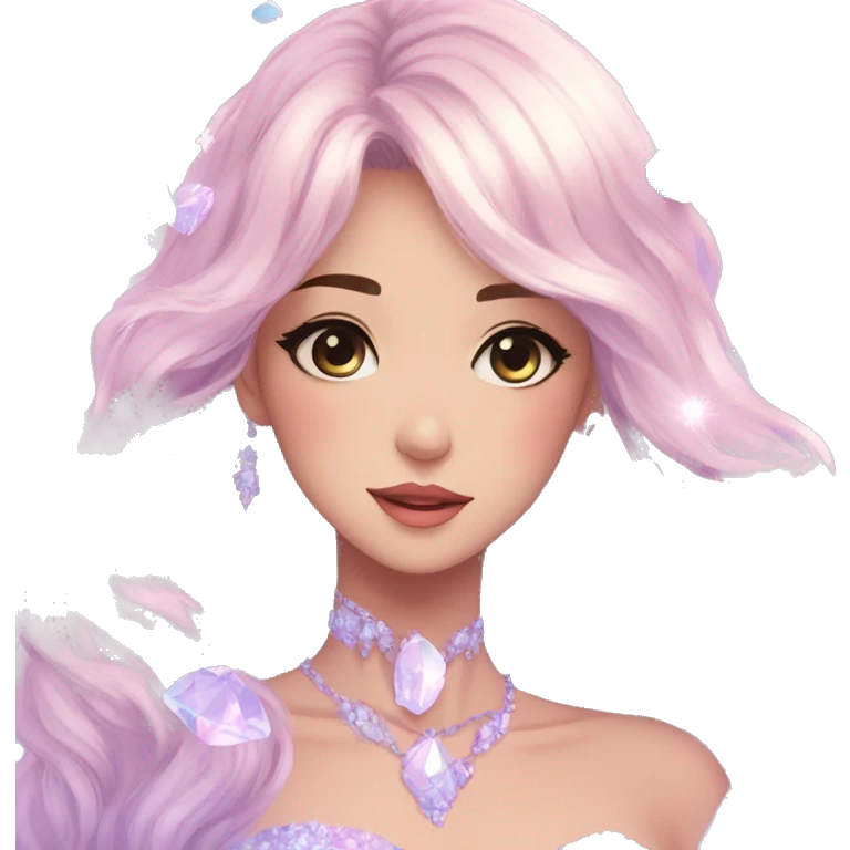 Gorgeous Beautiful Anime-Pastel-Lady with crystals aesthetic emoji