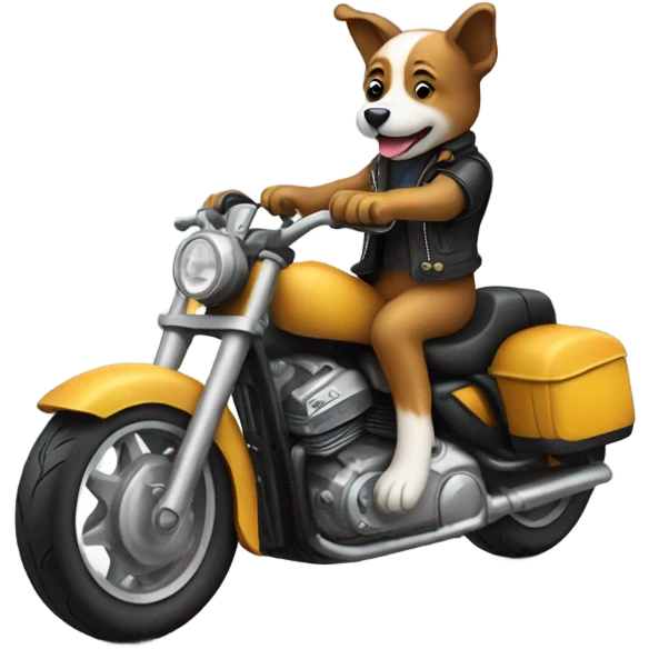 Dog riding on motorcycle emoji