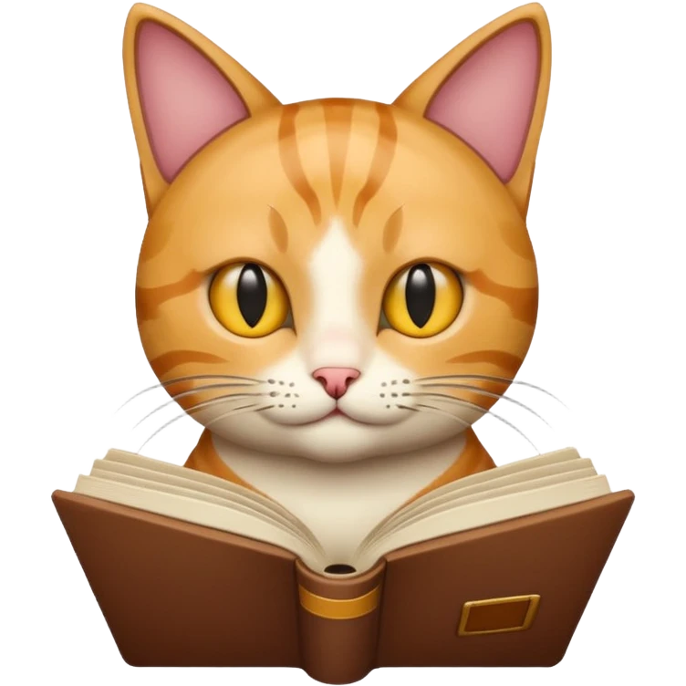 Cat reading book emoji