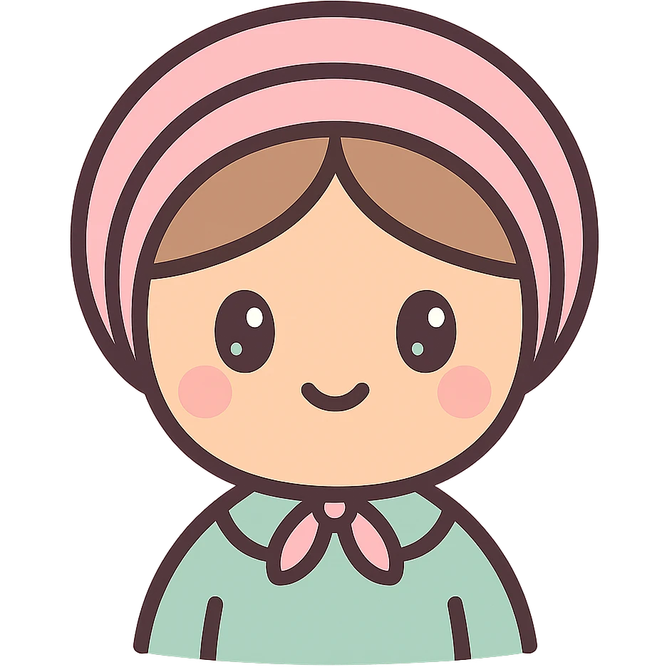 Cute Amish woman, pink bonnet, emoji style emoji