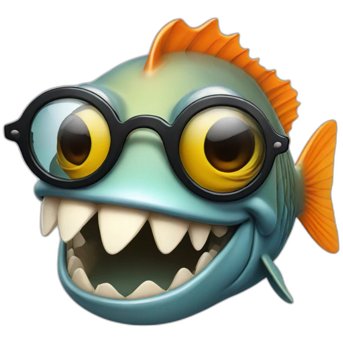 fish with human teeth and wearing sunglasses emoji